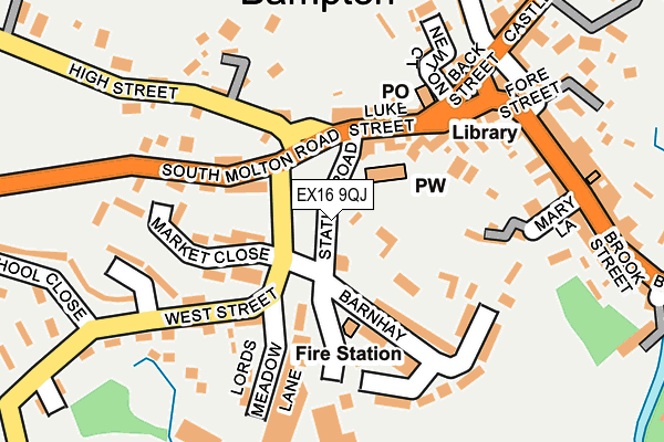 EX16 9QJ map - OS OpenMap – Local (Ordnance Survey)