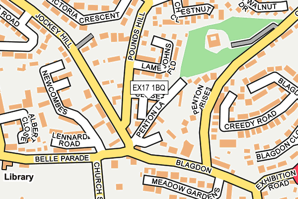 EX17 1BQ map - OS OpenMap – Local (Ordnance Survey)