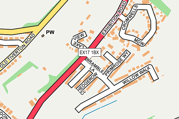 EX17 1BX map - OS OpenMap – Local (Ordnance Survey)