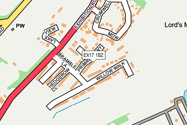 EX17 1BZ map - OS OpenMap – Local (Ordnance Survey)