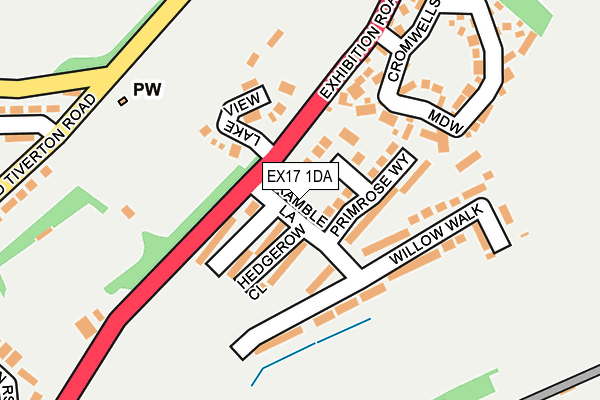 EX17 1DA map - OS OpenMap – Local (Ordnance Survey)