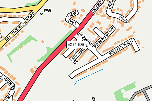 EX17 1DB map - OS OpenMap – Local (Ordnance Survey)