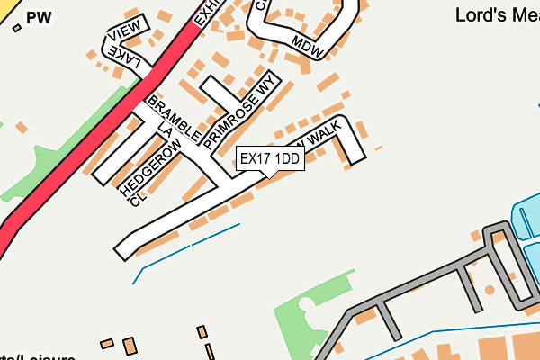 EX17 1DD map - OS OpenMap – Local (Ordnance Survey)