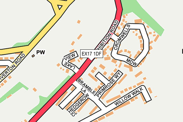 EX17 1DF map - OS OpenMap – Local (Ordnance Survey)