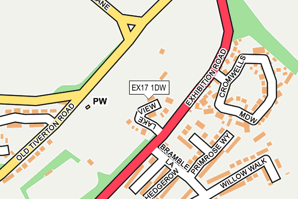 EX17 1DW map - OS OpenMap – Local (Ordnance Survey)