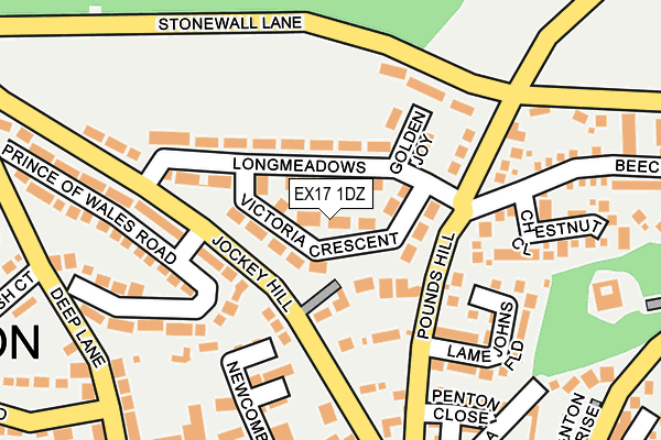 EX17 1DZ map - OS OpenMap – Local (Ordnance Survey)