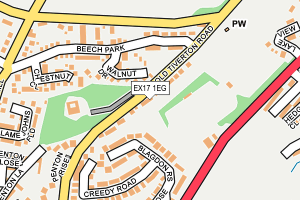 EX17 1EG map - OS OpenMap – Local (Ordnance Survey)