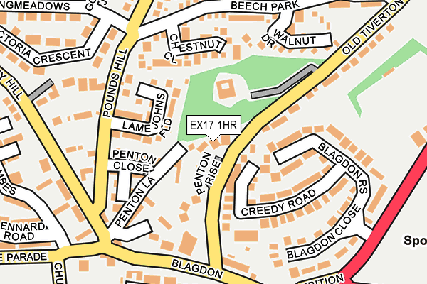 EX17 1HR map - OS OpenMap – Local (Ordnance Survey)