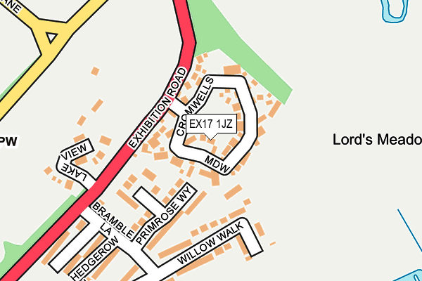 EX17 1JZ map - OS OpenMap – Local (Ordnance Survey)