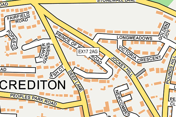EX17 2AG map - OS OpenMap – Local (Ordnance Survey)