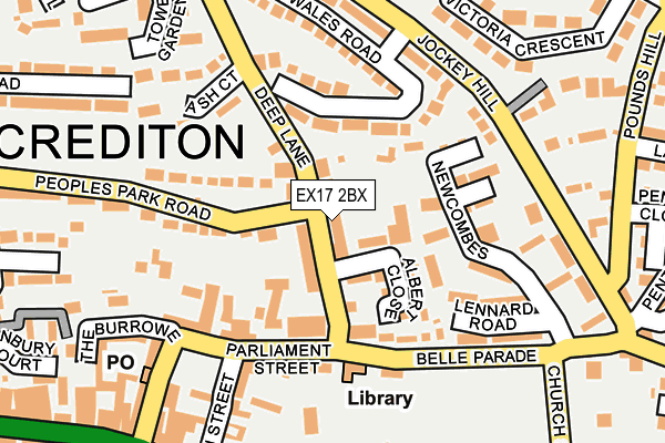 EX17 2BX map - OS OpenMap – Local (Ordnance Survey)