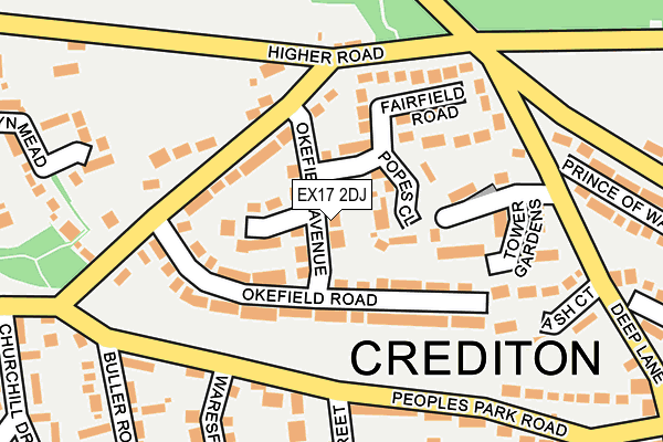 EX17 2DJ map - OS OpenMap – Local (Ordnance Survey)