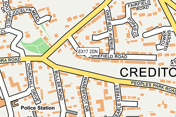 EX17 2DN map - OS OpenMap – Local (Ordnance Survey)
