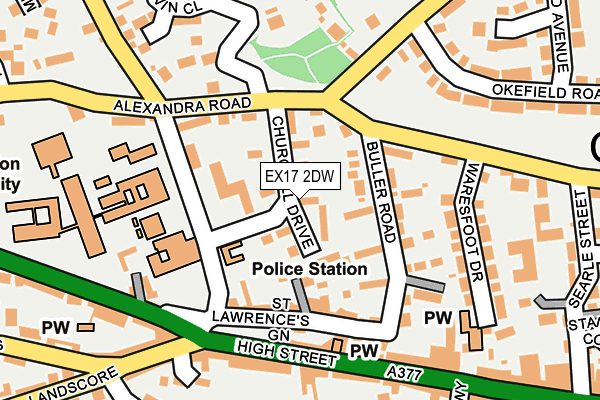 EX17 2DW map - OS OpenMap – Local (Ordnance Survey)