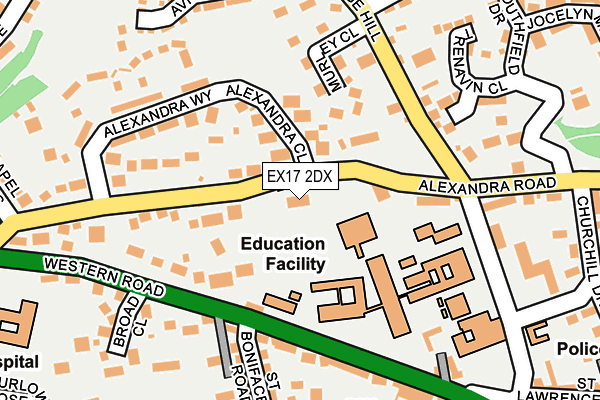 EX17 2DX map - OS OpenMap – Local (Ordnance Survey)