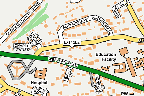 EX17 2DZ map - OS OpenMap – Local (Ordnance Survey)