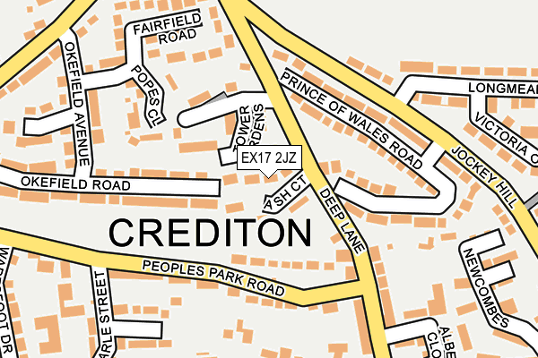 EX17 2JZ map - OS OpenMap – Local (Ordnance Survey)