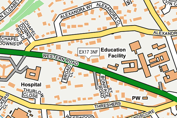 EX17 3NF map - OS OpenMap – Local (Ordnance Survey)