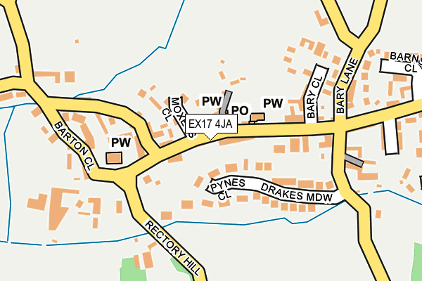 EX17 4JA map - OS OpenMap – Local (Ordnance Survey)