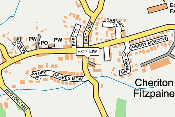 EX17 4JW map - OS OpenMap – Local (Ordnance Survey)