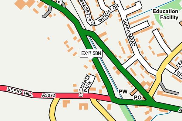 EX17 5BN map - OS OpenMap – Local (Ordnance Survey)