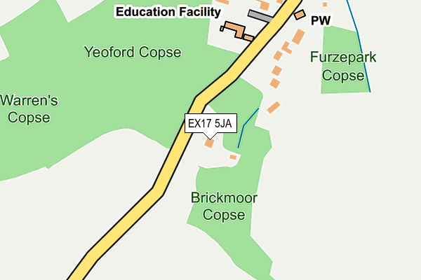 EX17 5JA map - OS OpenMap – Local (Ordnance Survey)