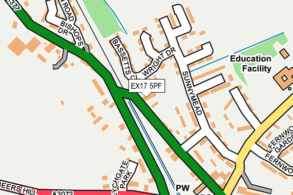 EX17 5PF map - OS OpenMap – Local (Ordnance Survey)