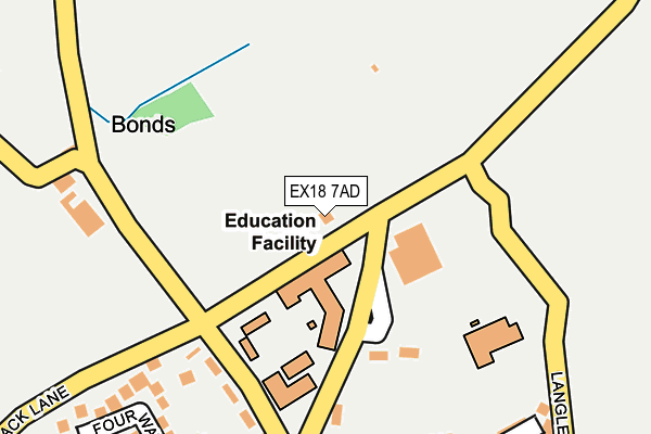 EX18 7AD map - OS OpenMap – Local (Ordnance Survey)