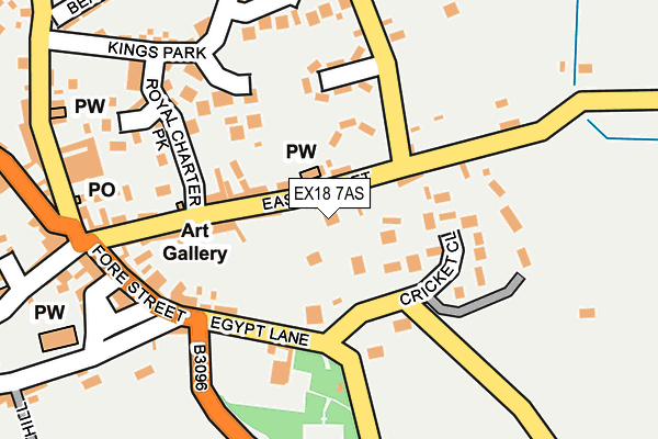 EX18 7AS map - OS OpenMap – Local (Ordnance Survey)