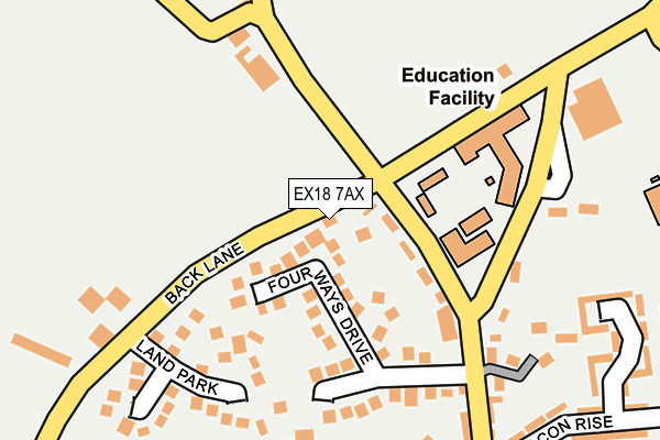 EX18 7AX map - OS OpenMap – Local (Ordnance Survey)