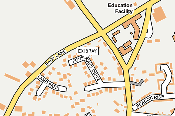 EX18 7AY map - OS OpenMap – Local (Ordnance Survey)