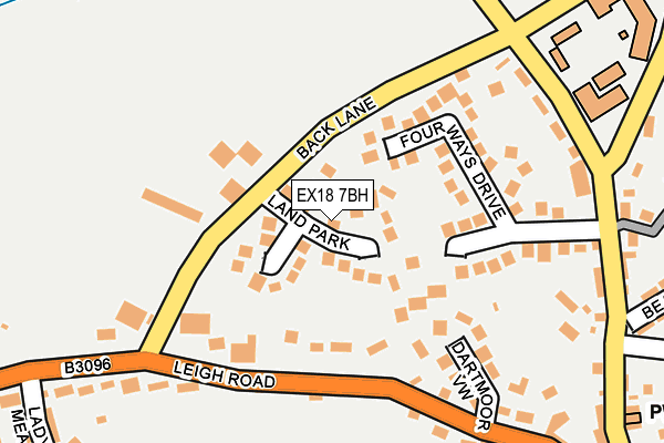 EX18 7BH map - OS OpenMap – Local (Ordnance Survey)