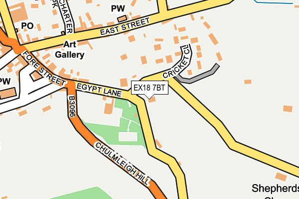 EX18 7BT map - OS OpenMap – Local (Ordnance Survey)
