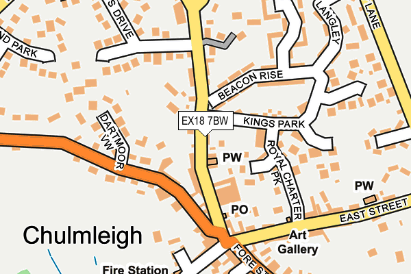 EX18 7BW map - OS OpenMap – Local (Ordnance Survey)