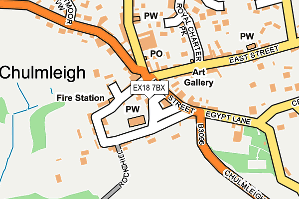 EX18 7BX map - OS OpenMap – Local (Ordnance Survey)