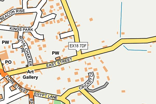 EX18 7DF map - OS OpenMap – Local (Ordnance Survey)