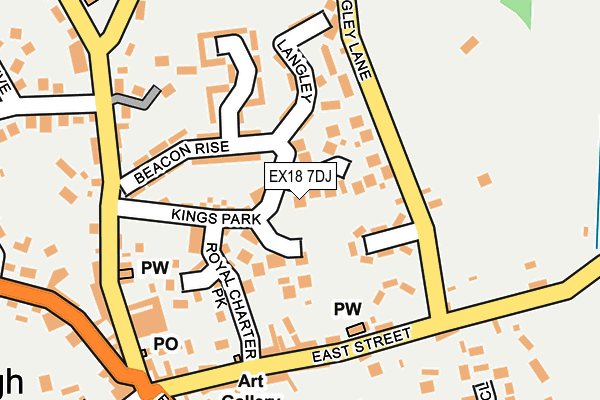 EX18 7DJ map - OS OpenMap – Local (Ordnance Survey)