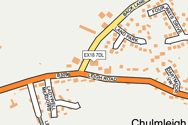 EX18 7DL map - OS OpenMap – Local (Ordnance Survey)