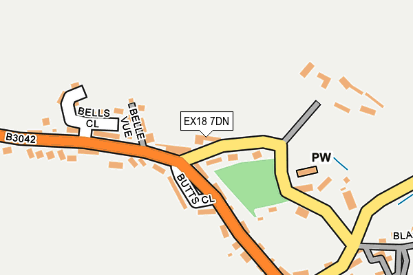 EX18 7DN map - OS OpenMap – Local (Ordnance Survey)