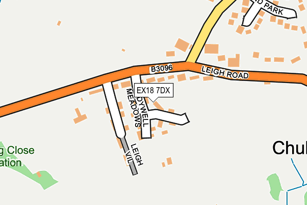 EX18 7DX map - OS OpenMap – Local (Ordnance Survey)