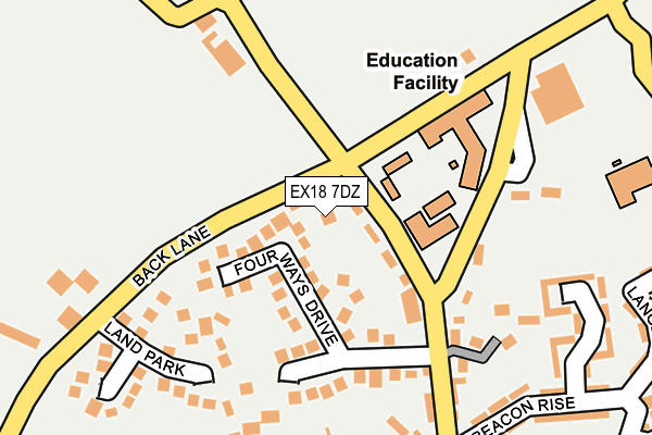 EX18 7DZ map - OS OpenMap – Local (Ordnance Survey)