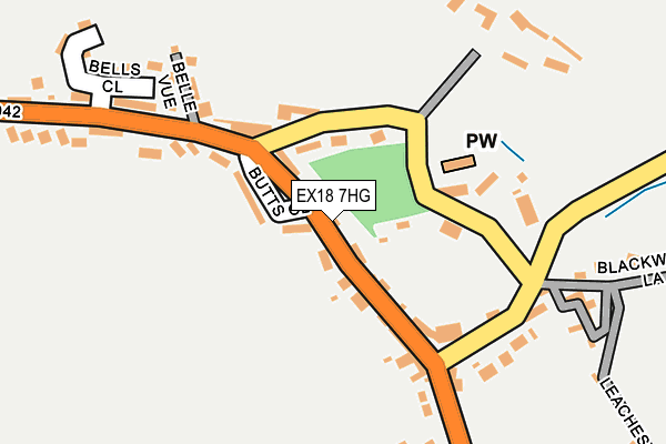 EX18 7HG map - OS OpenMap – Local (Ordnance Survey)