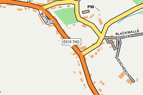 EX18 7HQ map - OS OpenMap – Local (Ordnance Survey)