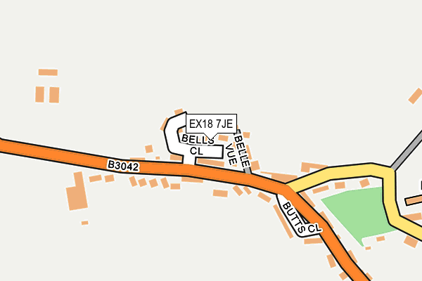 EX18 7JE map - OS OpenMap – Local (Ordnance Survey)