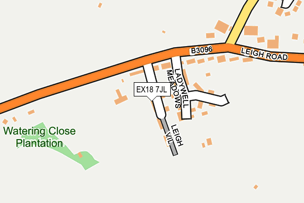 EX18 7JL map - OS OpenMap – Local (Ordnance Survey)