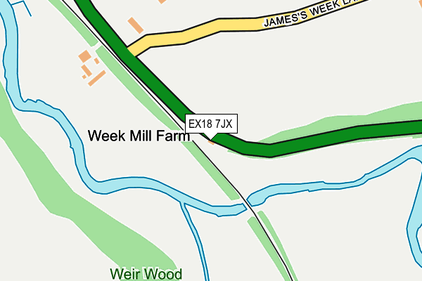 EX18 7JX map - OS OpenMap – Local (Ordnance Survey)