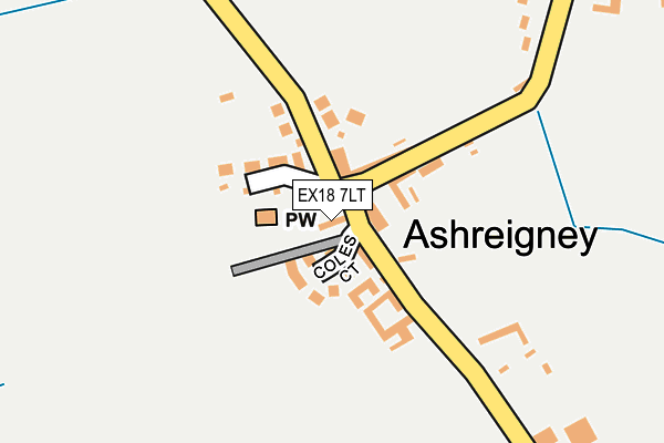 EX18 7LT map - OS OpenMap – Local (Ordnance Survey)