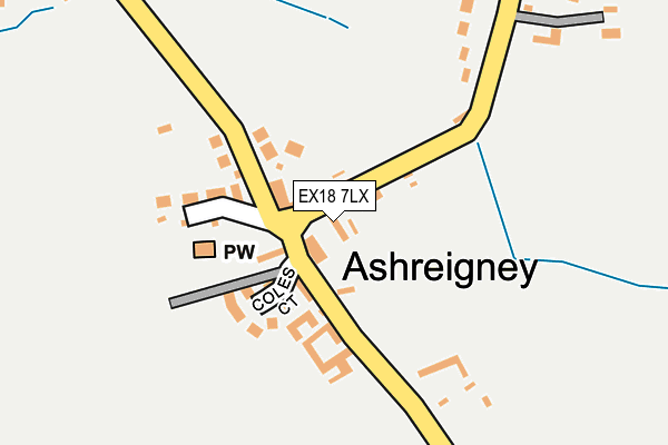 EX18 7LX map - OS OpenMap – Local (Ordnance Survey)