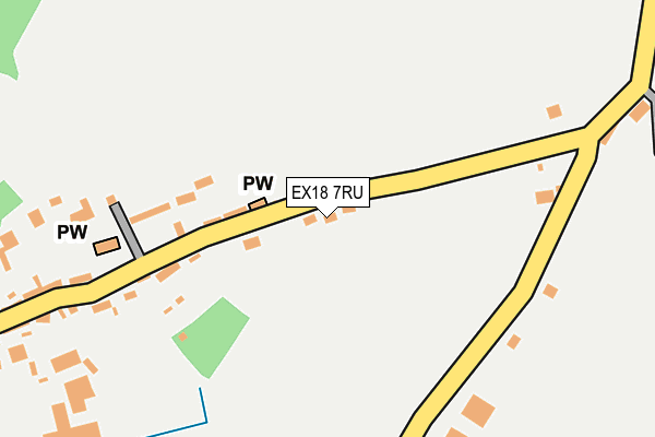 EX18 7RU map - OS OpenMap – Local (Ordnance Survey)