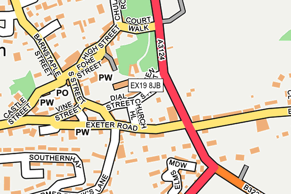EX19 8JB map - OS OpenMap – Local (Ordnance Survey)